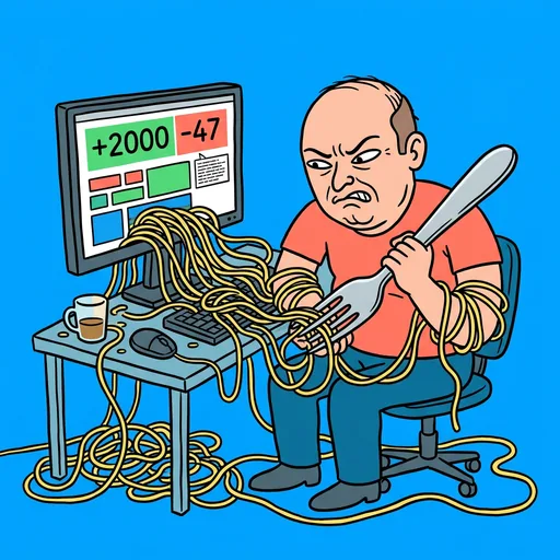 Spaghetti code PR review card art