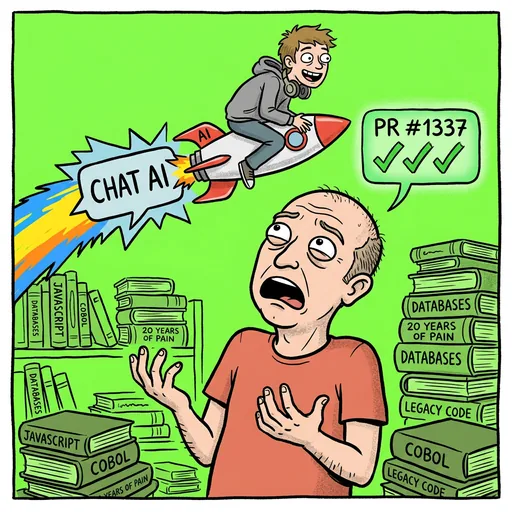 Junior uses AI, ships faster than you card art
